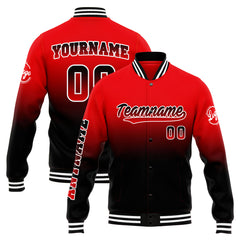 Benutzerdefinierte Verlauf Varsity-Jacke. Letterman-Jacke Rot Schwarz