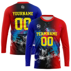 Kundenspezifisches Basketball Fußball Schießen langes T-Shirt für Erwachsene und Kinder Royal&Rot