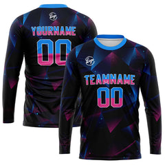 Kundenspezifisches Basketball Fußball Schießen langes T-Shirt für Erwachsene und Kinder Schwarz&Hellblau