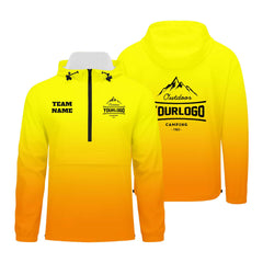 Anpassbare Gelb Orange Winddichte Softshell Kapuzenjacke - Vollverschluss, Logo- & Text-Druck