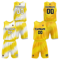 Benutzerdefinierte Gelb Reversible Basketball Jersey Personalisierte Name Nummernlogo drucken