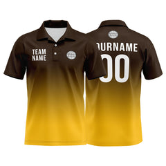 Benutzerdefinierte Braun Gelb Fußball Polo-Shirts Fügen Sie Ihr Einzigartiges hinzu Logo/Name/Nummer