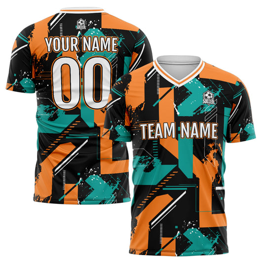 Benutzerdefinierte Aqua Orange Fußball Trikots für Männer Frauen Personalisierte Fußball Uniformen für Erwachsene und Kind