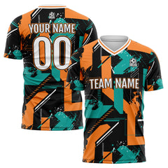 Benutzerdefinierte Aqua Orange Fußball Trikots für Männer Frauen Personalisierte Fußball Uniformen für Erwachsene und Kind