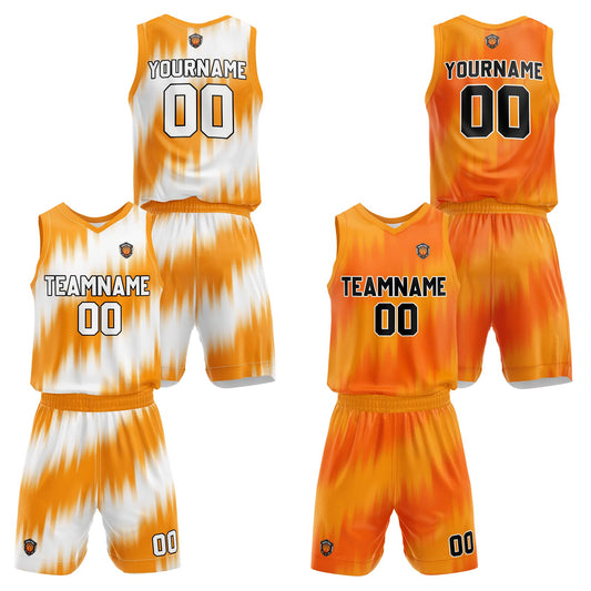 Benutzerdefinierte Orange Reversible Basketball Jersey Personalisierte Name Nummernlogo drucken
