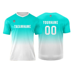 Benutzerdefinierte Minz Blau Weiß Trikots für Männer Frauen Personalisierte Fußball Uniformen für Erwachsene und Kind