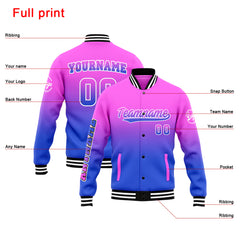 Benutzerdefinierte Verlauf Varsity-Jacke. Letterman-Jacke Rosa Blau