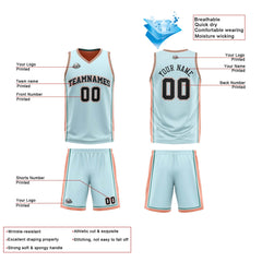 Benutzerdefinierte Hellgrün Hellorange Reversible Basketball Jersey Personalisierte Print Name Nummer Logo