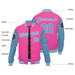 Benutzerdefinierte Verlauf Varsity-Jacke. Letterman-Jacke Pink