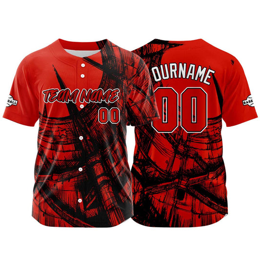 Benutzerdefinierte Baseball Jersey Personalisierte Baseball Shirt genäht und Druck Rot