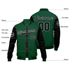 Benutzerdefinierte Verlauf Varsity-Jacke. Letterman-Jacke Grün Schwarz