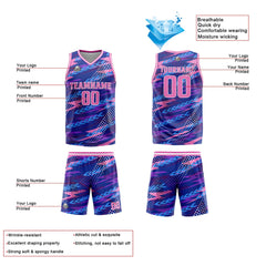 Benutzerdefinierter Rosa Lila Basketball Jersey Uniform Anzug gedruckt Ihr Logo Name Nummer