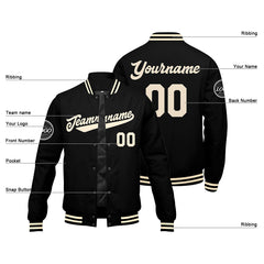 Benutzerdefinierte Verlauf Varsity-Jacke. Letterman-Jacke Schwarz Creme