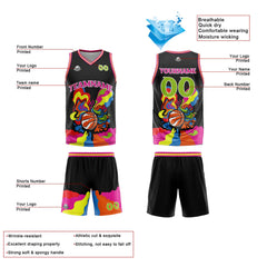 Benutzerdefinierter Schwarz Basketball Jersey Uniform Anzug gedruckt Ihr Logo Name Nummer