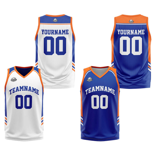 Benutzerdefinierte Orange Royal Reversible Basketball Jersey Personalisierte Print Name Nummer Logo