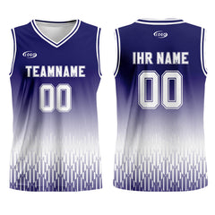 Benutzerdefinierter Blau Weiß Farbverlauf Basketball Jersey Uniform Anzug gedruckt Ihr Logo Name Nummer