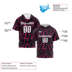 Benutzerdefinierte Schwarz Rosa Kurzarm-Kapuzenpullover für Männer Frauen Hemden mit Kapuzen gedruckt Name Logo