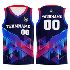 Benutzerdefinierter Marine Rot Blau Basketball Jersey Uniform Anzug gedruckt Ihr Logo Name Nummer