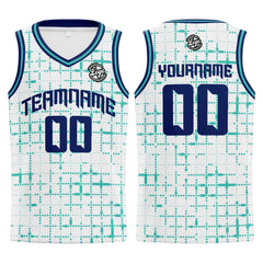 Benutzerdefinierter Weiß Teal Marine Basketball Jersey Uniform Anzug gedruckt Ihr Logo Name Nummer