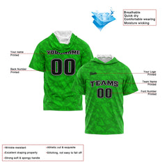 Benutzerdefinierte Grün Kurzarm-Kapuzenpullover für Männer Frauen Hemden mit Kapuzen gedruckt Name Logo