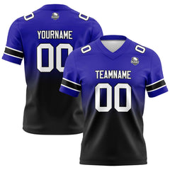 Benutzerdefinierte Königsblau & Schwarz Gradient Fußball Trikots Personalisierter Name Nummer Logo