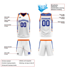 Benutzerdefinierte Orange Royal Reversible Basketball Jersey Personalisierte Print Name Nummer Logo