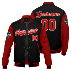 Benutzerdefinierte Verlauf Varsity-Jacke. Letterman-Jacke Rot Schwarz