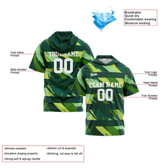 Benutzerdefinierte Grün Kurzarm-Kapuzenpullover für Männer Frauen Hemden mit Kapuzen gedruckt Name Logo