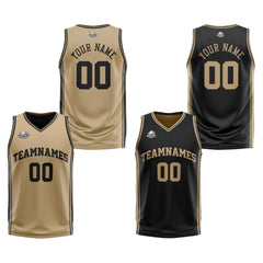 Benutzerdefinierte Gold Schwarz Reversible Basketball Jersey Personalisierte Print Name Nummer Logo
