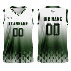 Benutzerdefinierter Weiß Grün Farbverlauf Basketball Jersey Uniform Anzug gedruckt Ihr Logo Name Nummer