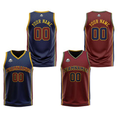 Benutzerdefinierte Marine Wein Gelb Reversible Basketball Jersey Personalisierte Print Name Nummer Logo