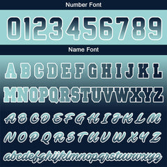 Benutzerdefinierte Verlauf Varsity-Jacke. Letterman-Jacke Light Teal Marine