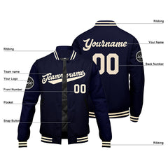 Benutzerdefinierte Verlauf Varsity-Jacke. Letterman-Jacke Marine Creme
