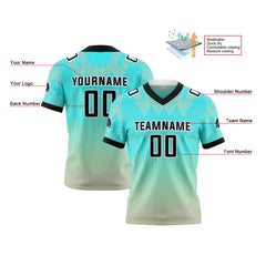 Benutzerdefinierte Blau Schwarz Reversibel Fußball Trikot Personalisierte Gradient Fußball Shirts für Männer gedruckt Team Name Nummer Logo