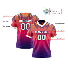 Benutzerdefinierte Lila Orange Reversibel Fußball Trikot Personalisierte Gradient Fußball Shirts für Männer gedruckt Team Name Nummer Logo