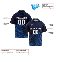 Benutzerdefinierte Marine Kurzarm-Kapuzenpullover für Männer Frauen Hemden mit Kapuzen gedruckt Name Logo