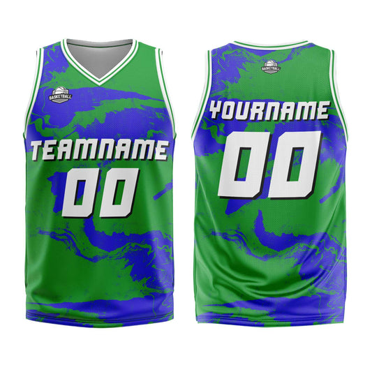 Benutzerdefinierter Grün Blau Basketball Jersey Uniform Anzug gedruckt Ihr Logo Name Nummer