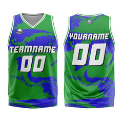 Benutzerdefinierter Grün Blau Basketball Jersey Uniform Anzug gedruckt Ihr Logo Name Nummer