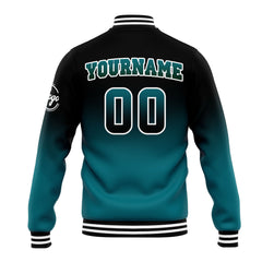 Benutzerdefinierte Verlauf Varsity-Jacke. Letterman-Jacke Schwarz Grün
