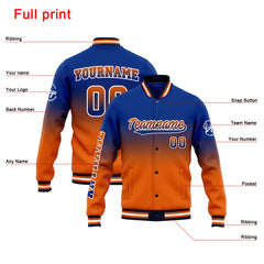 Benutzerdefinierte Verlauf Varsity-Jacke. Letterman-Jacke Royal Orange