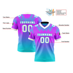 Benutzerdefinierte Rose Blau Reversibel Fußball Trikot Personalisierte Gradient Fußball Shirts für Männer gedruckt Team Name Nummer Logo