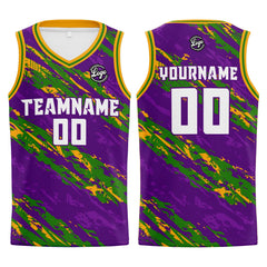 Benutzerdefinierter Lila Grün Basketball Jersey Uniform Anzug gedruckt Ihr Logo Name Nummer