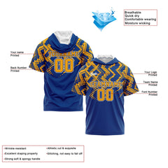 Benutzerdefinierte Orange Royal Kurzarm-Kapuzenpullover für Männer Frauen Hemden mit Kapuzen gedruckt Name Logo