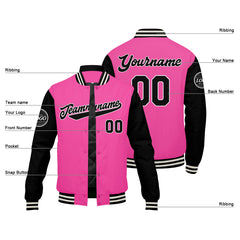 Benutzerdefinierte Verlauf Varsity-Jacke. Letterman-Jacke Pink