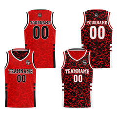 Benutzerdefinierte Rot Reversible Basketball Jersey Personalisierte Print Name Nummer Logo