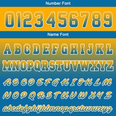 Benutzerdefinierte Varsity-Jacke. Letterman-Jacke für Männer, Frauen und Jugendliche Orange Blau Verlauf