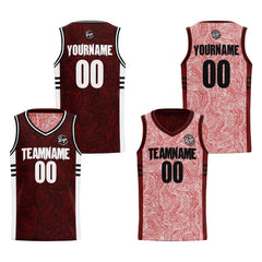 Benutzerdefinierte Schwarz Rot Reversible Basketball Jersey Personalisierte Print Name Nummer Logo