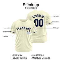 Benutzerdefinierte Authentisch Baseball-Trikot Creme-Marine