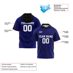 Benutzerdefinierte Schwarz Königlich Kurzarm-Kapuzenpullover für Männer Frauen Hemden mit Kapuzen gedruckt Name Logo