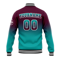 Benutzerdefinierte Verlauf Varsity-Jacke. Letterman-Jacke Burgunder Teal